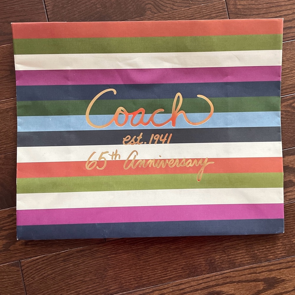 Coach 65th Anniversary Shopping Bag With Gold Lettering 16x13x6.5